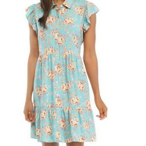 Flutter Sleeves Ruffled Bottom floral Dress - Small